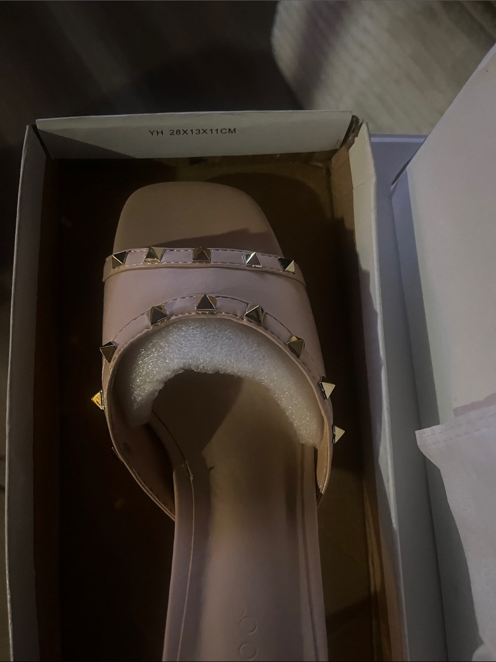 BAMBOO Pink Stud-Trim Slide Mules